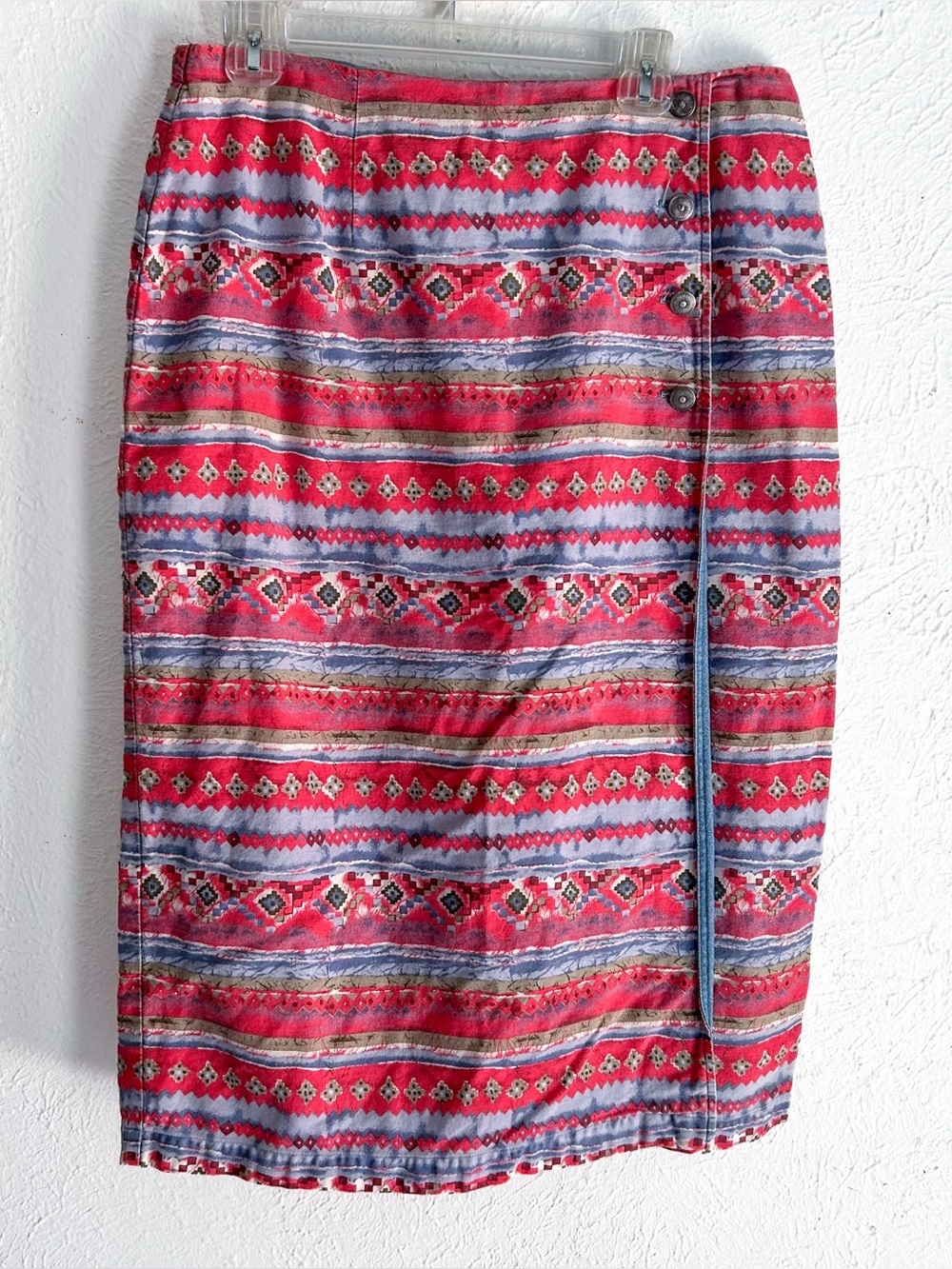 Vintage Coldwater Creek Southwestern Wrap Midi Skirt Red Western Cowgirl LP